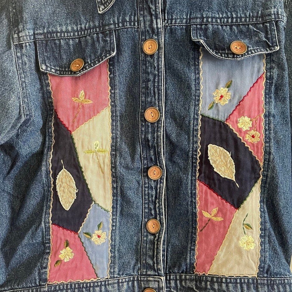 VINTAGE new identity boho blue jean jacket size medium - Picture 2 of 4